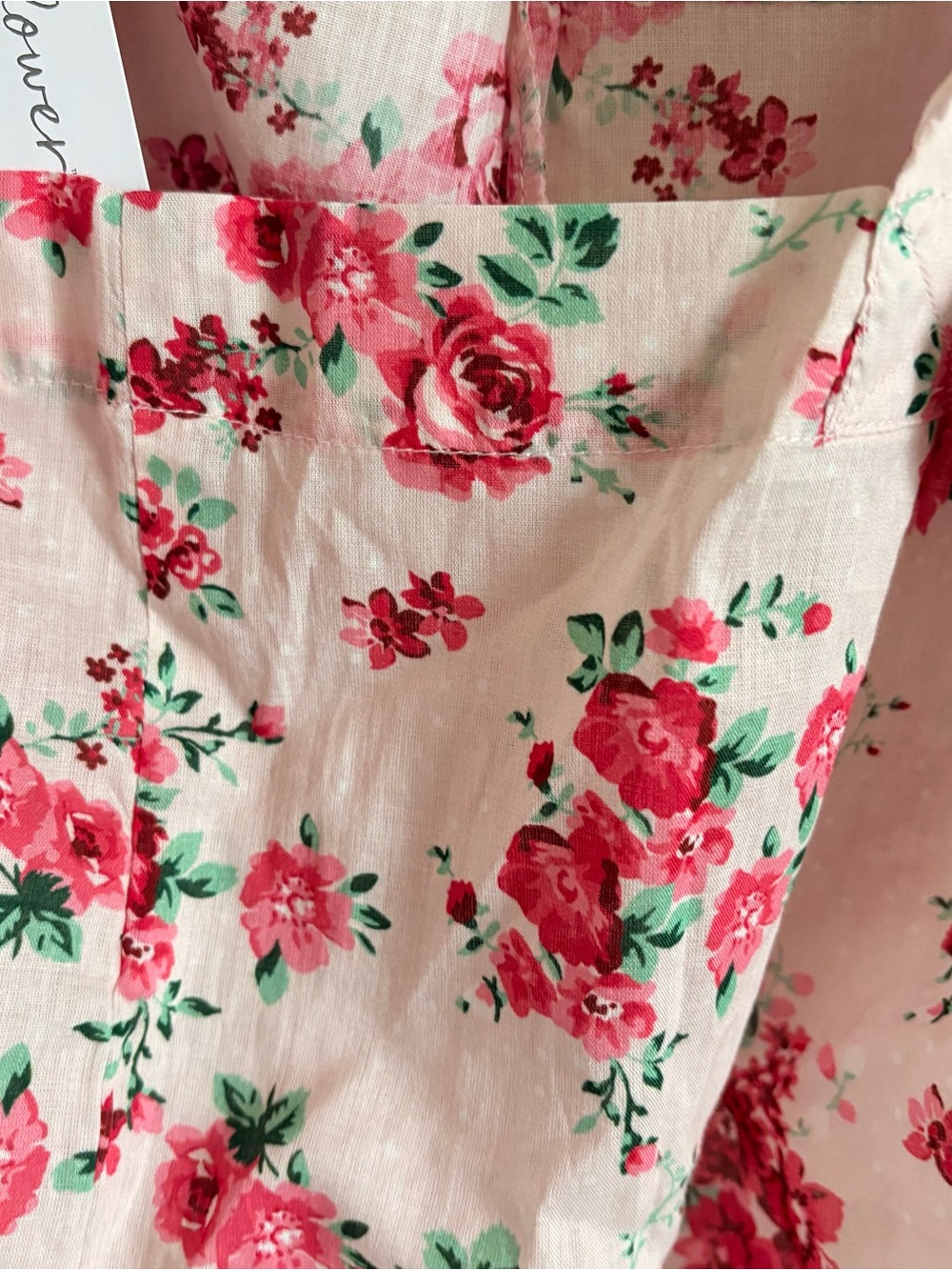 Strawflower Pink Floral Cotton Market Tote Bag Cottagecore NWT - Picture 7 of 10